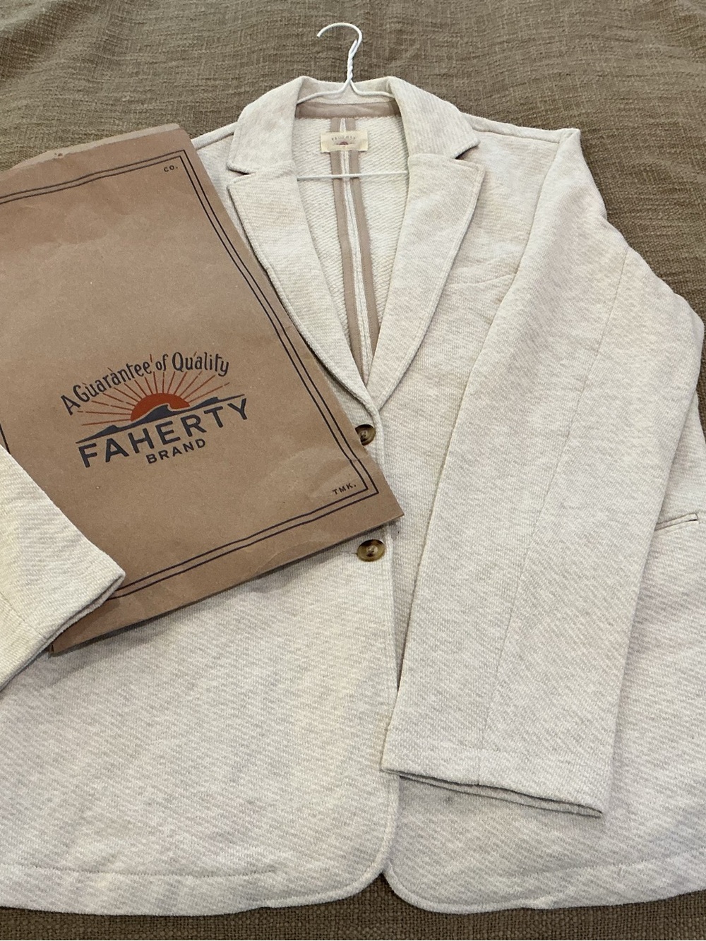Faherty Inlet Knit Blazer, Melange Cream, NWOT